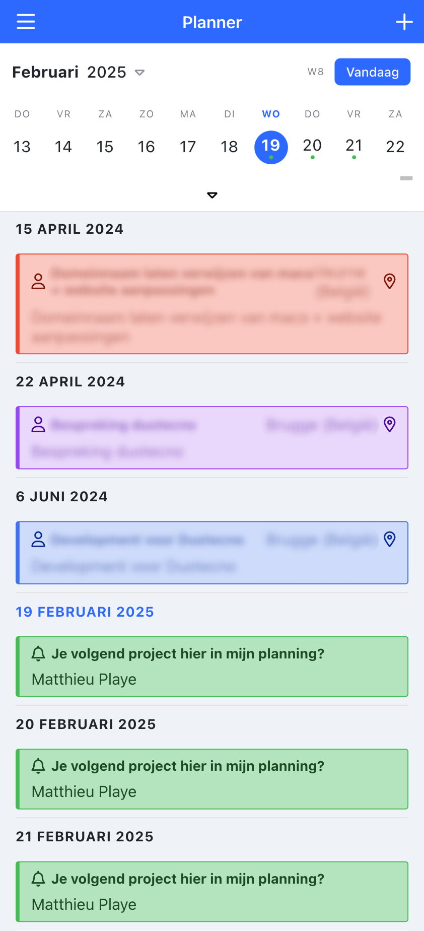Planning op mobiel