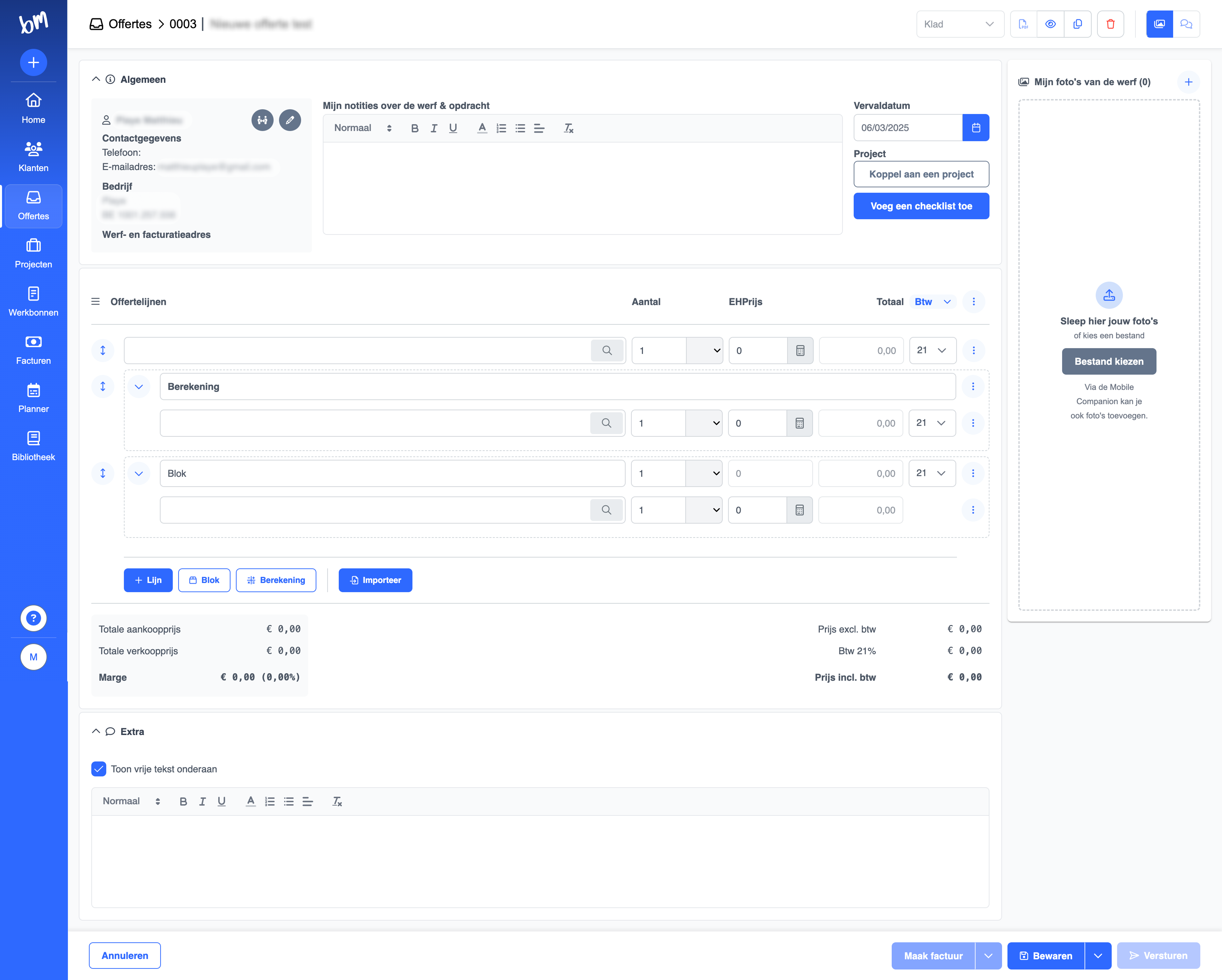 Offerte lijnen beheren